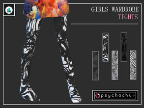 Sims 4 — Girls Wardrobe - Tights by Psychachu — (5 swatches) - City Living tights, overlayed with 5 deep, dark,