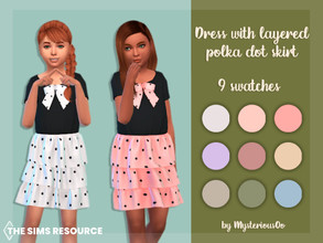 Sims 4 — Dress with layered polka dot skirt by MysteriousOo — Dress with layered polka dot skirt for kids in 9 colors 9