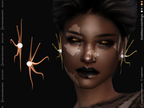 Sims 4 — Goddess earrings by sugar_owl — Mystic cuff earrings with huge pearls and metal rays for male and female sims.