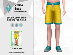 Sims 4 — Solid Color Basic Shorts for Child by David_Mtv2 — Available in 7 swatches for child only. Random colors.