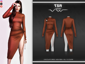 Sims 4 — CHOCOLATE DRESS BD611 by busra-tr — 10 colors Adult-Elder-Teen-Young Adult For Female Custom thumbnail