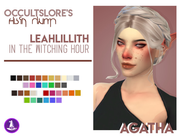 Sims 4 — Agatha - LeahLillith Recolor by rachirdsims — Recolored in the old "Witching Hour" palette. 18 shades