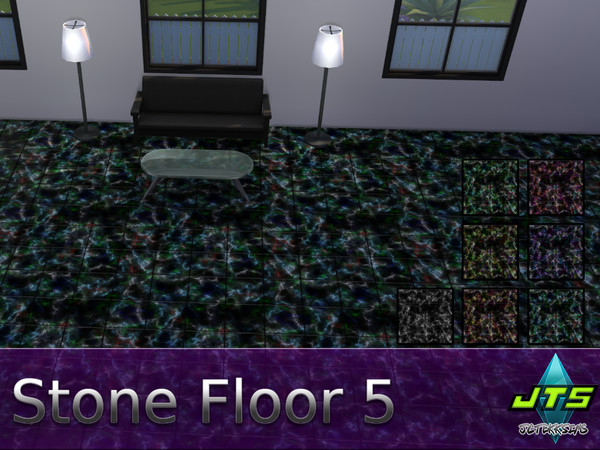 Sims 4 — Stone Floor 5 by JCTekkSims — Black shiny flooring with colorful tones. Has 7 colors.