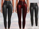 Sims 4 — Zipper Detail Buttoned Leather Pants by saliwa — Zipper Detail Buttoned Leather Pants