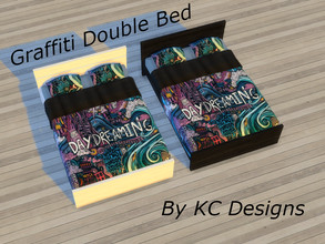 Sims 4 — Graffiti Double Bed by TwistedFoil95 — Graffiti Double Bed This is an base game recolor item, The Graffiti