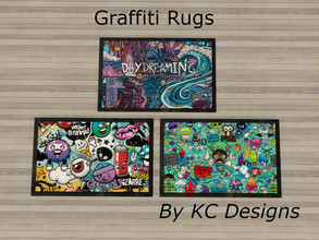 Sims 4 — Graffiti Rug by TwistedFoil95 — Graffiti Rug Set This is an base game recolor item, The Graffiti Rug Set is a