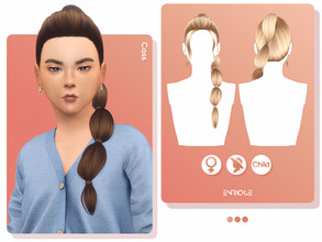 Sims 4 — EnriqueS4 - Cass Hairstyle (Child Version) by Enriques4 — New Mesh 15 Swatches All Lods Base Game Compatible