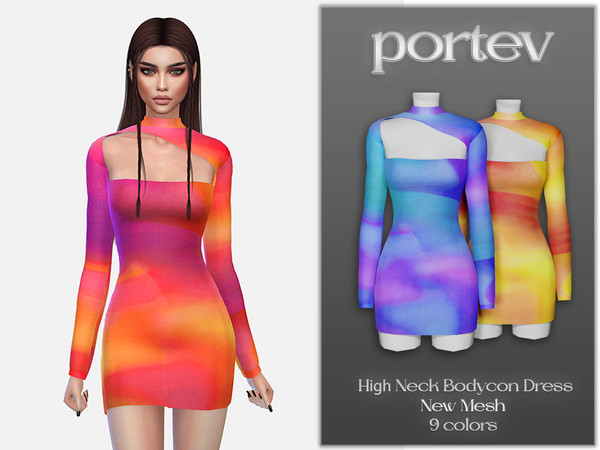 The Sims Resource - High Neck Bodycon Dress
