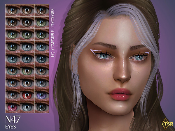 Sims 4 — LMCS Eyes N47 (HQ) by VELYSEA — -Category: Face Paint -New Mesh -27 swatches -All Skin