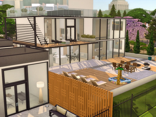 Sims 4 — Villa F by gredsuke2 — A villa for a wealthy family. Downstairs the last room is supposed to be a spa room. And