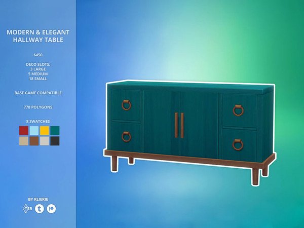 Sims 4 — Modern & Elegant Hallway Table by kliekie — Modern and colorful hallway table.
