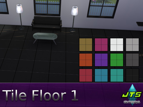 Sims 4 — Tile Floor 1 by JCTekkSims — Smooth and shiny medium size tiles. 12 colors to choose from.