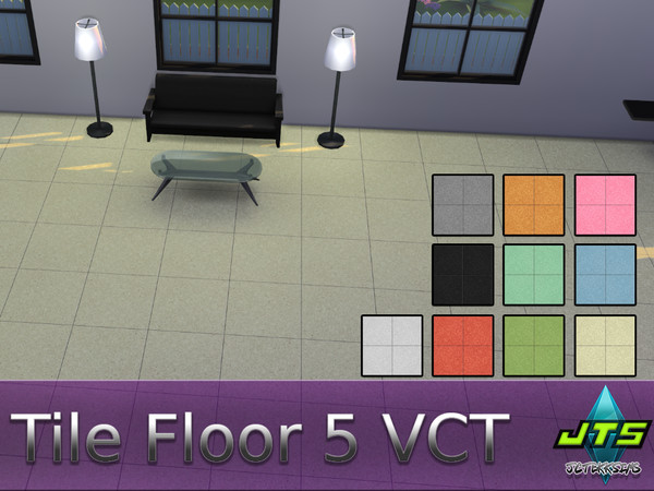 Sims 4 — Tile Floor 5 VCT by JCTekkSims — Standard VCT flooring with 10 colors.
