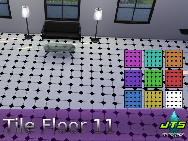 Sims 4 — Tile Floor 11 by JCTekkSims — Diamond style tile flooring with 9 colors to choose from.