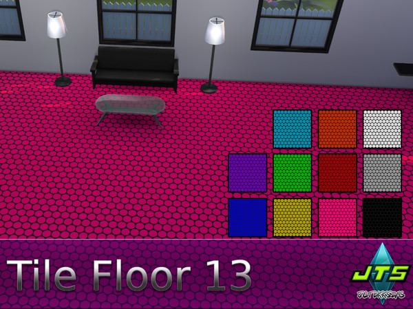 Sims 4 — Tile Floor 13 by JCTekkSims — Round smooth tiles with a shine to them. Has 11 colors.