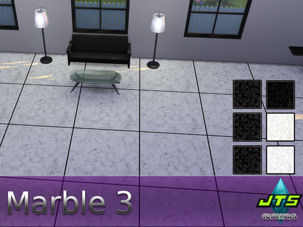 Sims 4 — Marble 3 by JCTekkSims — Shiny marble tiles with color streaks. Comes with 6 color swatches.
