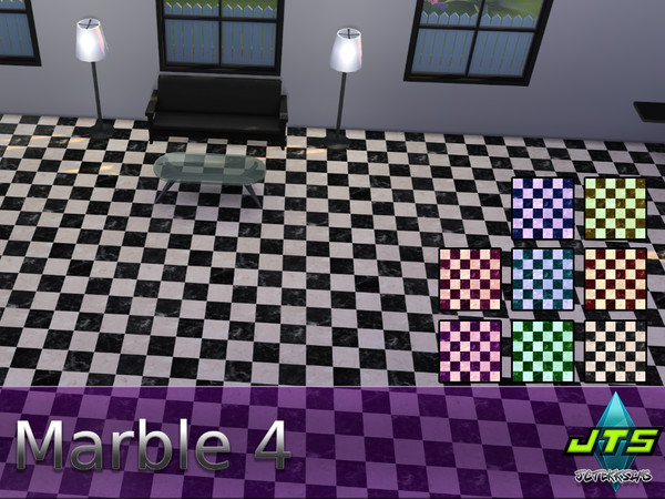 Sims 4 — Marble 4 by JCTekkSims — Checkered marble floor with 8 different colors to choose from.