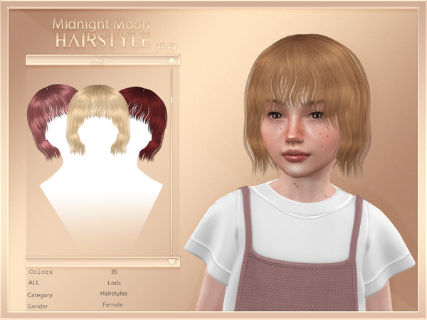 The Sims Resource - JavaSims- Midnight Moon (Child Hairstyle)
