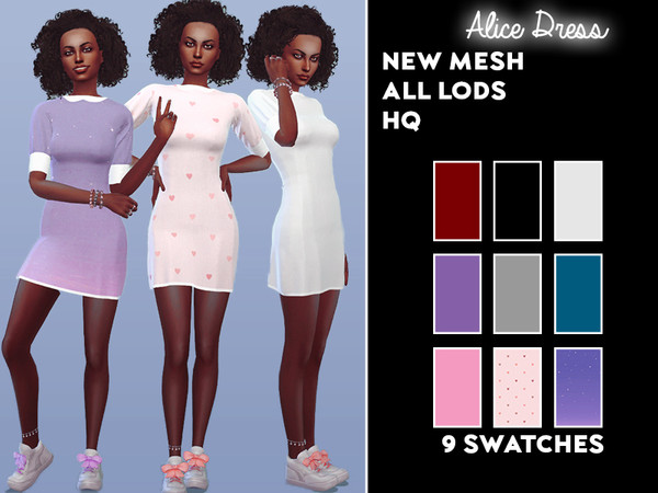 Sims 4 — Alice Dress - LK001 by laurakeren — Created for The Sims 4 New Mesh, all LODs HQ 