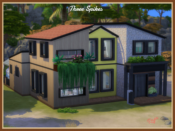 Sims 4 — Three Spikes by ruja2 — Three Spikes, a large family home with three bedrooms and three bathrooms. It has all