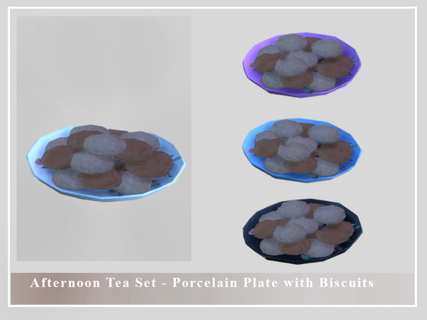 Sims 4 — Afternoon Tea Set - Porcelain Plate with Biscuits by Balkanika — Porcelain Plate with Biscuits part of the