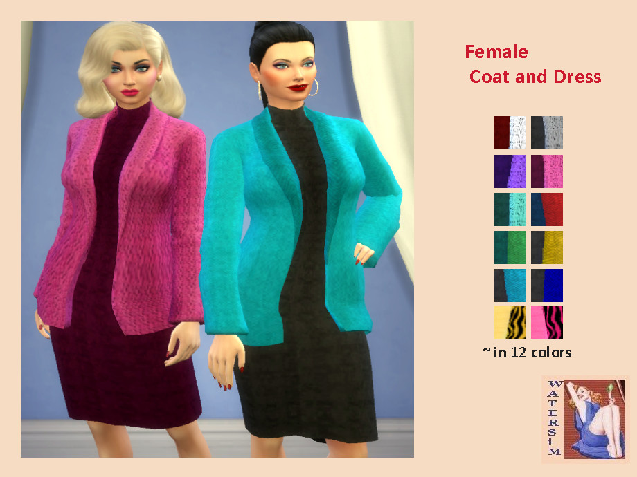 The Sims Resource - ws Female Coat and Dress - RC