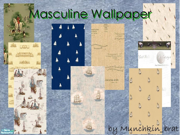 Sims 2 — Masculine Wallpaper by munchkin_brat — A set of 9 wallpapers with masculine patterns.