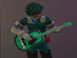 Sims 4 — Green Anime Guitar CC by Deku_Mariposa09 — Play some lovely music, or anime openings. lol, (Not Really). Happy