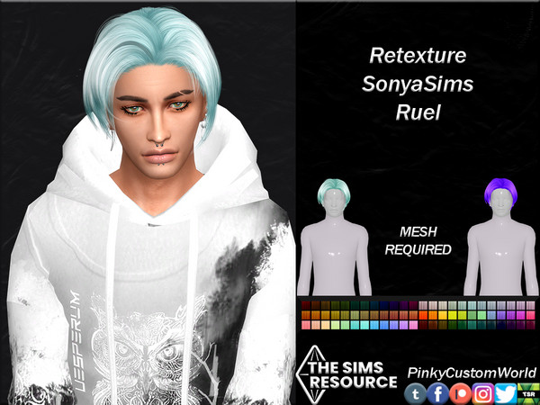 Sims 4 — Retexture of Ruel hair by SonyaSims (M) by PinkyCustomWorld — Pixie cut hairstyle for males, recolored in