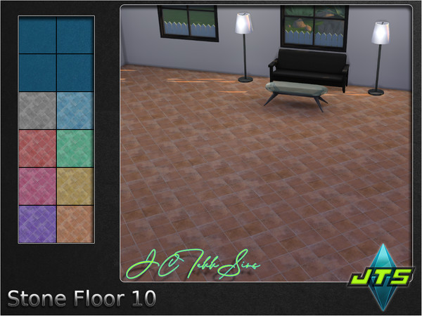 Sims 4 — Stone Floor 10 by JCTekkSims — Light colored diagonal stone tiles. Has 8 colors.