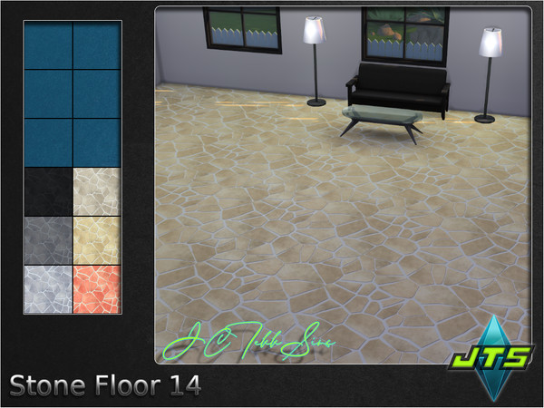 Sims 4 — Stone Floor 14 by JCTekkSims — Scattered stone floor with a slight texture. Comes with 6 colors.