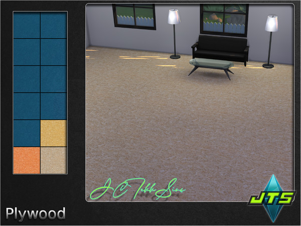 Sims 4 — Plywood Flooring by JCTekkSims — Standard plywood floor with 3 color swatches.