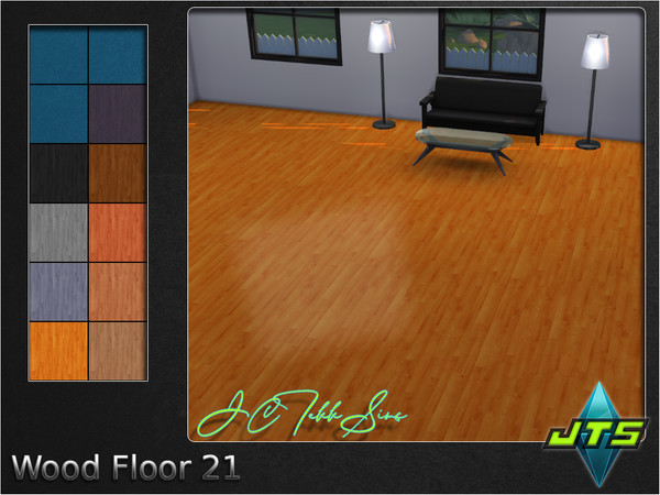 Sims 4 — Wood Floor 21 by JCTekkSims — Smooth shiny hardwood floor with 9 color swatches.
