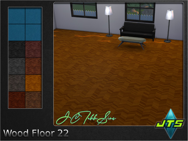 Sims 4 — Wood Floor 22 by JCTekkSims — Wooden parquet flooring with slight texture. Comes with 8 colors to choose from.