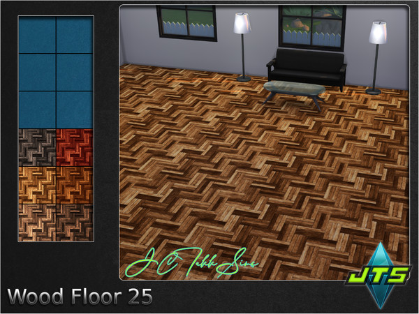 Sims 4 — Wood Floor 25 by JCTekkSims — Textured parquet wood flooring with 6 colors.