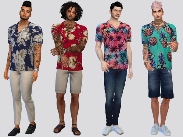 The Sims Resource - Beach Patterned Shirts