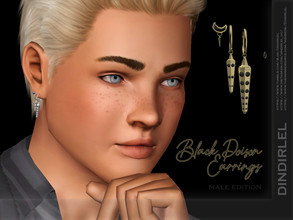 Sims 3 —  Black Poison Earrings  by Dindirlel — * New mesh * Base game compatible * 1 channel recolorable * 3 LODs * Male