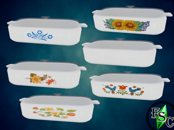 Sims 4 — Corningware Collection - Rectangle Casserole - Glass Lid by FloridaySimsCreations — This is 1 item (6 swatches)