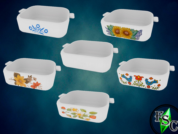 Sims 4 — Corningware Collection - Short Square Casserole - No Lid by FloridaySimsCreations — This is 1 item (6 swatches)