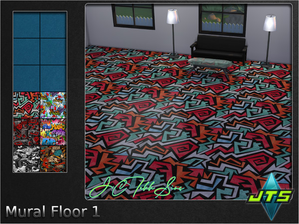 Sims 4 — Mural Floor 1 by JCTekkSims — Shiny mural floor with 6 different colors.