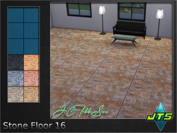 Sims 4 — Stone Floor 16 by JCTekkSims — Textured stone floor with 6 colors.