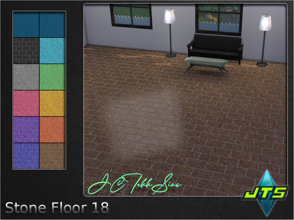 Sims 4 — Stone Floor 18 by JCTekkSims — Beautiful staggered floor with a shine. Comes with 10 different colors.