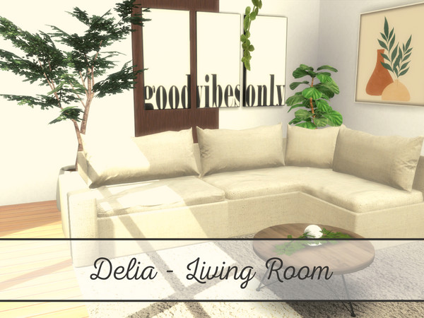 Sims 4 — Delia - Living Room - TSR CC only by 1990Evi — Modern living room with big windows that let the sun in the