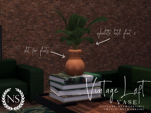 Sims 4 — Vintage Loft - Vase by networksims — A terracotta vase with a slot for a plant or flowers.