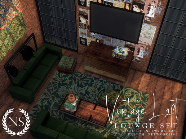 Sims 4 — Vintage Loft Living by networksims — A living room set with a industrial vintage loft aesthetic.