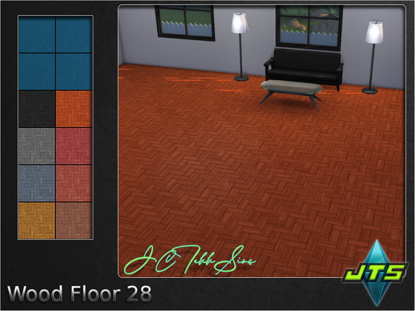 Sims 4 — Wood Floor 28 by JCTekkSims — Lightly textured wood floor with 8 colors to choose from.