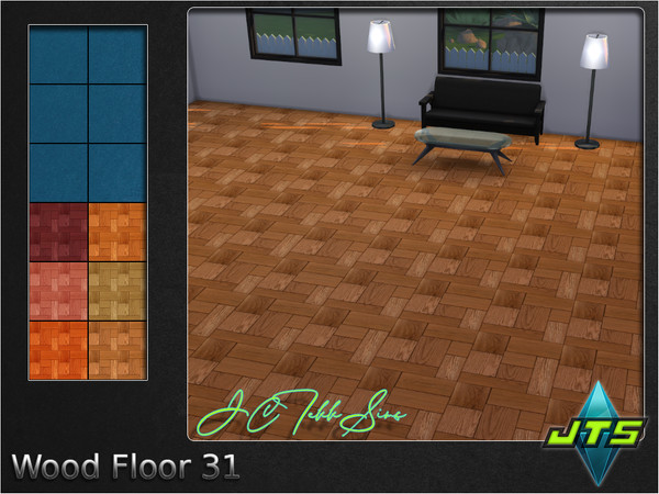 Sims 4 — Wood Floor 31 by JCTekkSims — Block style wood floor with 6 different colors to choose from