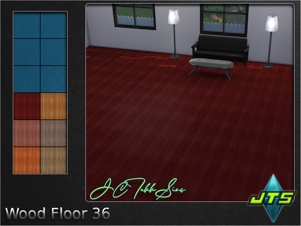 Sims 4 — Wood Floor 36 by JCTekkSims — Textured wood floor with 6 different color swatches.
