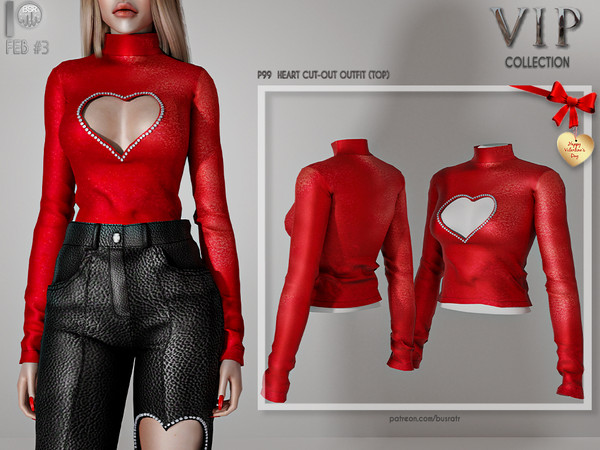 Sims 4 —  [PATREON]  (Early Access) HEART CUT-OUT OUTFIT (TOP) P99 by busra-tr — 10 colors Adult-Elder-Teen-Young Adult
