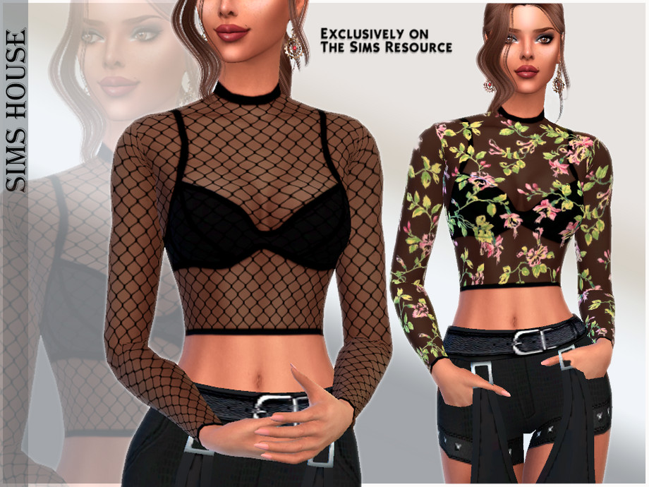 The Sims Resource - Long Sleeve Sheer Top